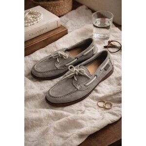 G.H. Bass Hampton Boat Shoes Women’s 8 Gray Suede Moc Toe Preppy Coastal Grandma